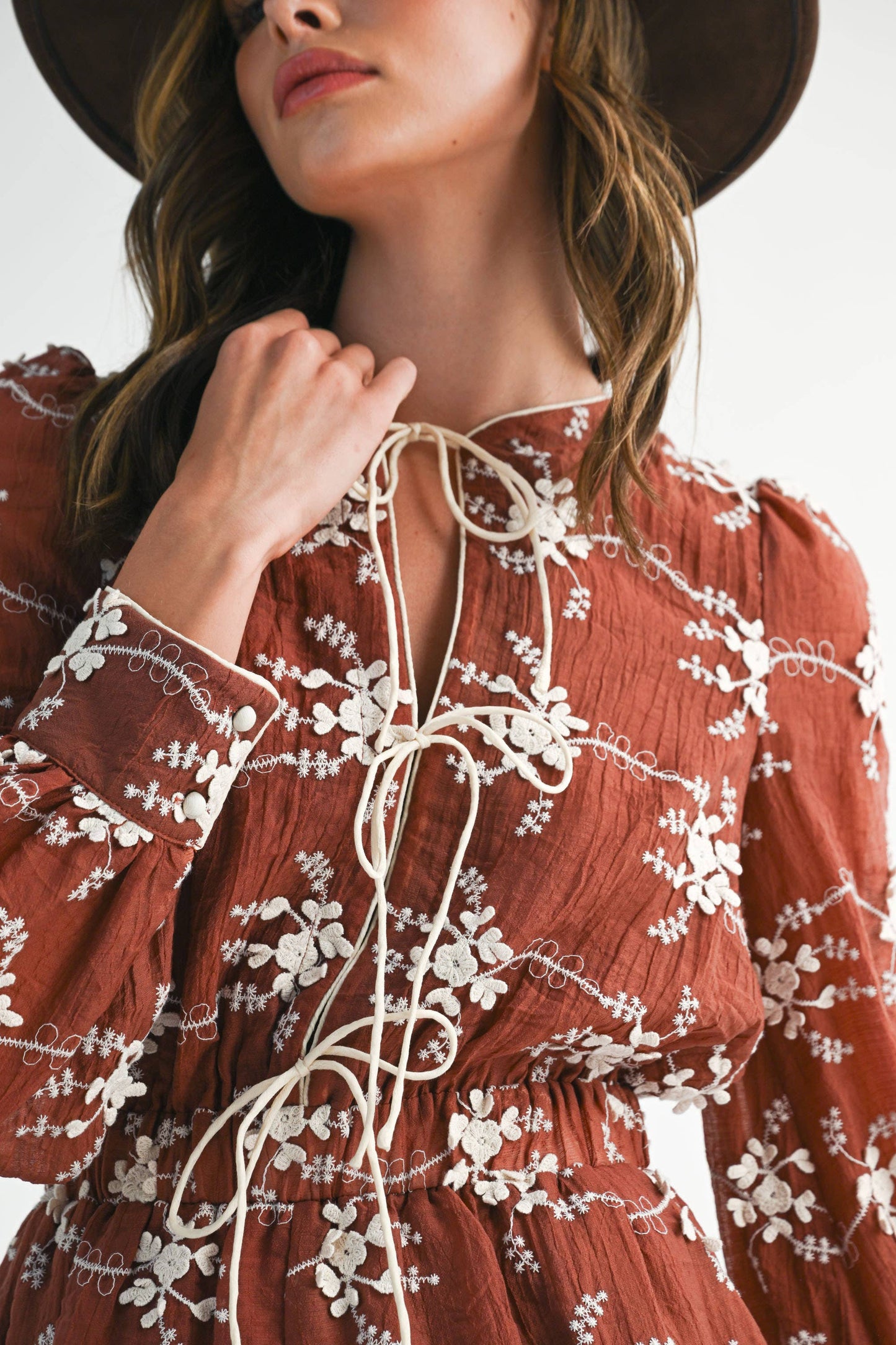 Round two Floral Embroidered Romper