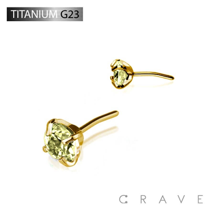 CRAVE BODY JEWELRY - HEAD ONLY! Must already have push flat back GOLD TITANIUM THREADLESS PUSH IN CZ PRONG SET TOP PART