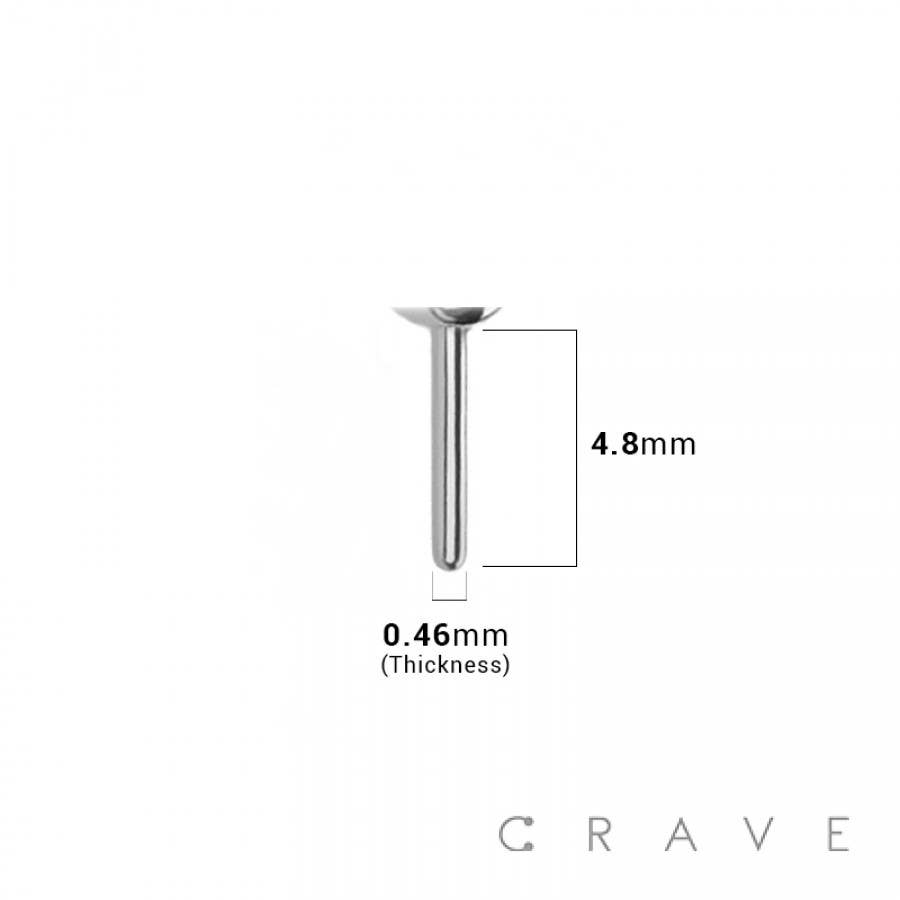 BODY JEWELRY - TRIPLE BEZEL BAGUETTE RECTANGLE CZ TOP THREADLESS (PUSH IN)