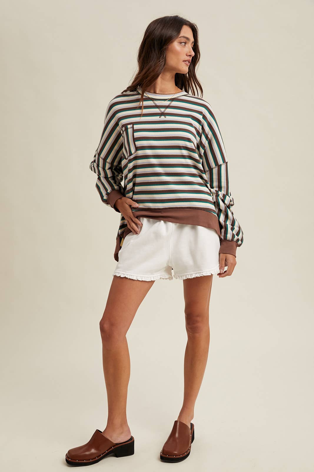 Ready to Run MULTI-STRIPED CONTRAST KNIT TOP