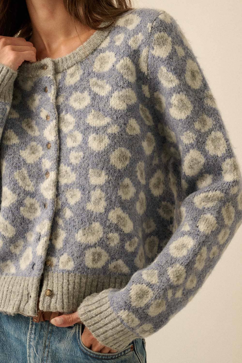 Spot me Leopard-Print Button-Front Cardigan