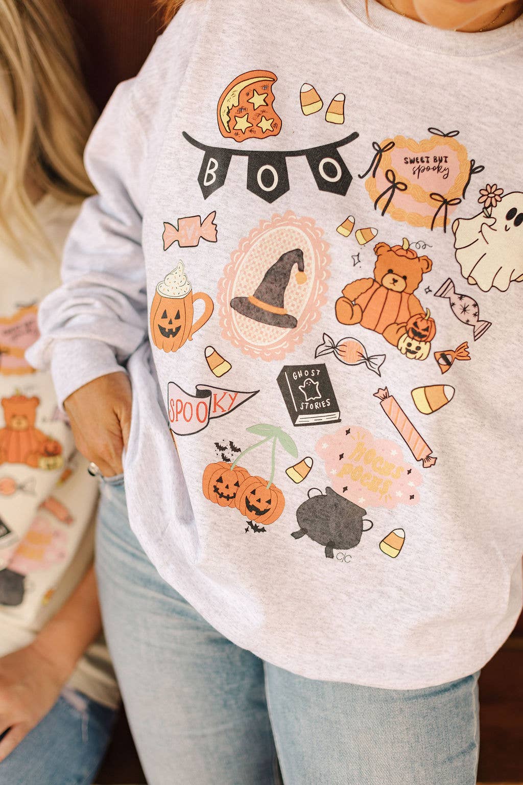 Boo Halloween Collage Graphic Sweatshirt