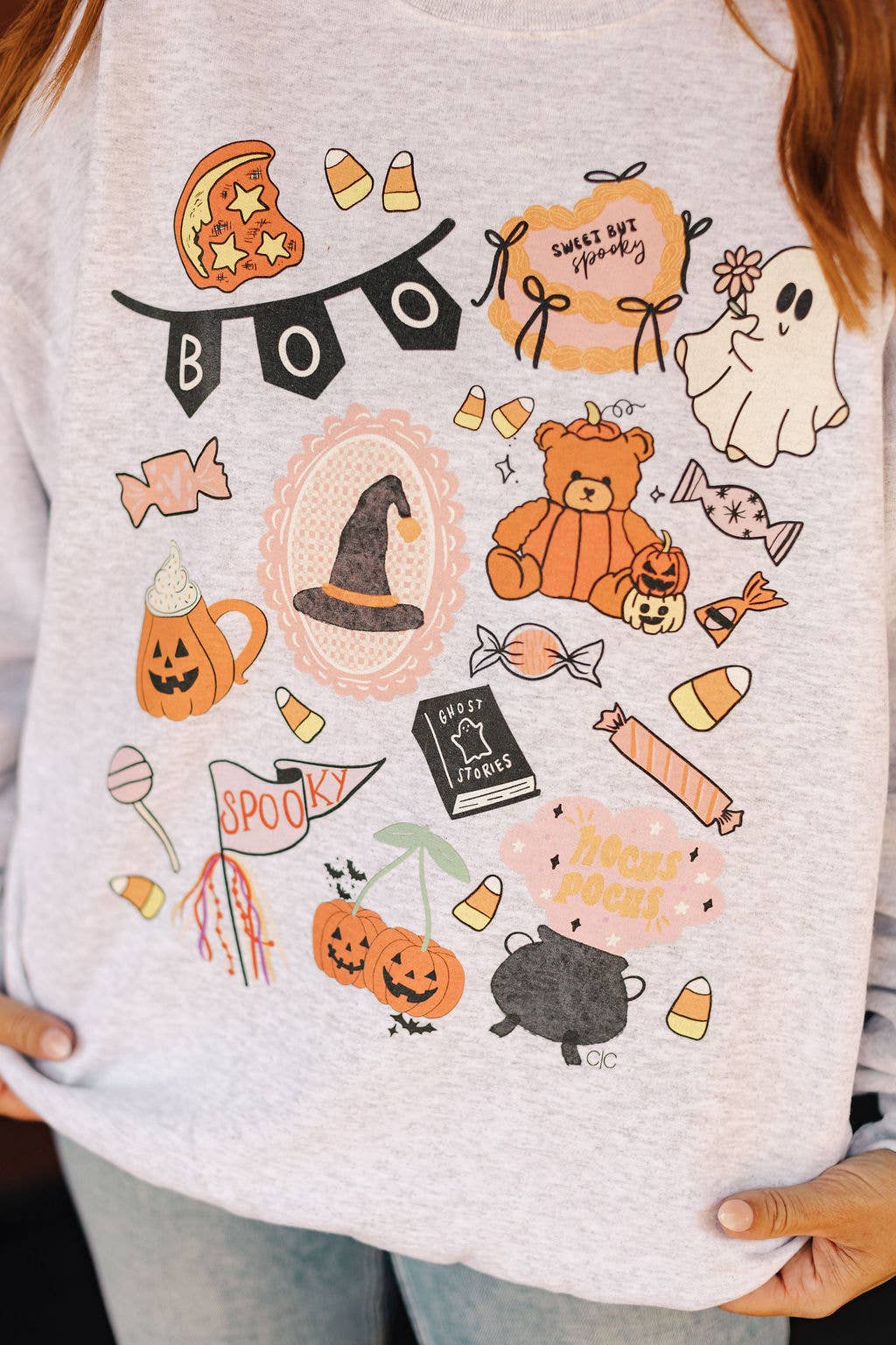 Boo Halloween Collage Graphic Sweatshirt