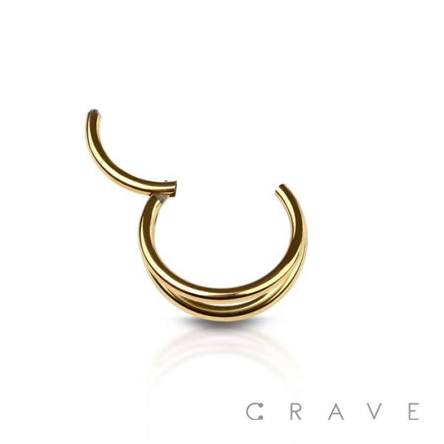 CRAVE BODY JEWELRY - DOUBLE RING 316L SURGICAL STEEL HINGED SEGMENT HOOP RING