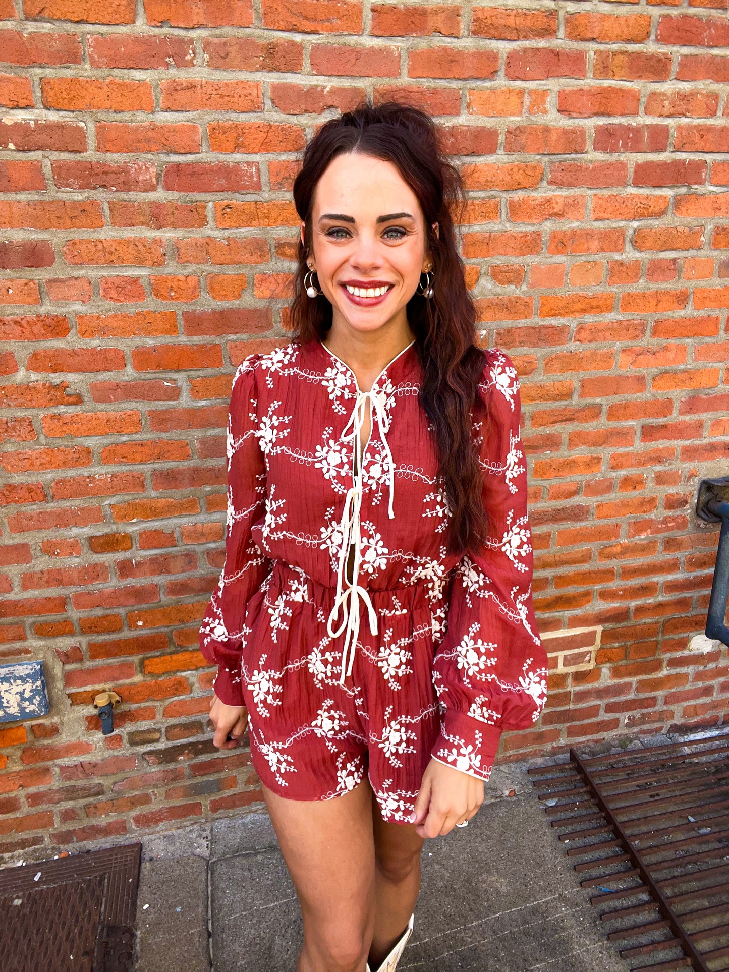 Round two Floral Embroidered Romper