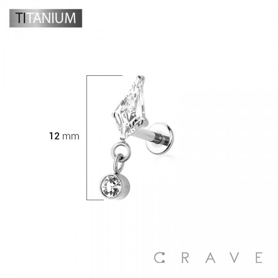 CRAVE BODY JEWELRY - IMPLANT GRADE SOLID TITANIUM CZ DANGLE MARQUISE PUSH IN TOP