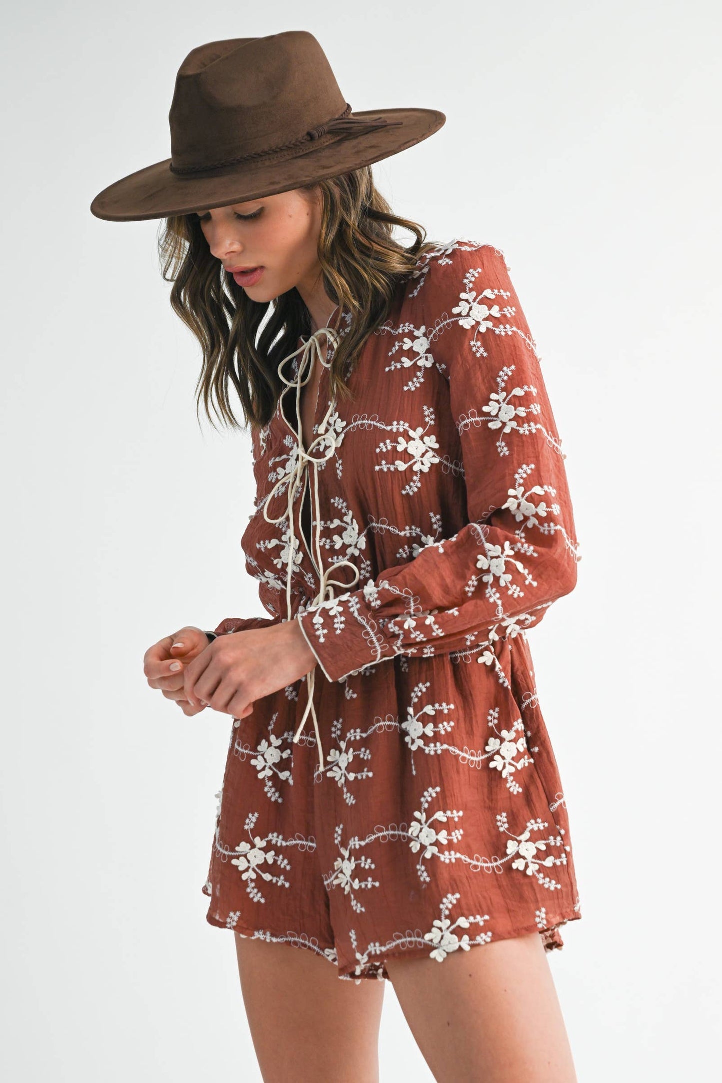 Round two Floral Embroidered Romper