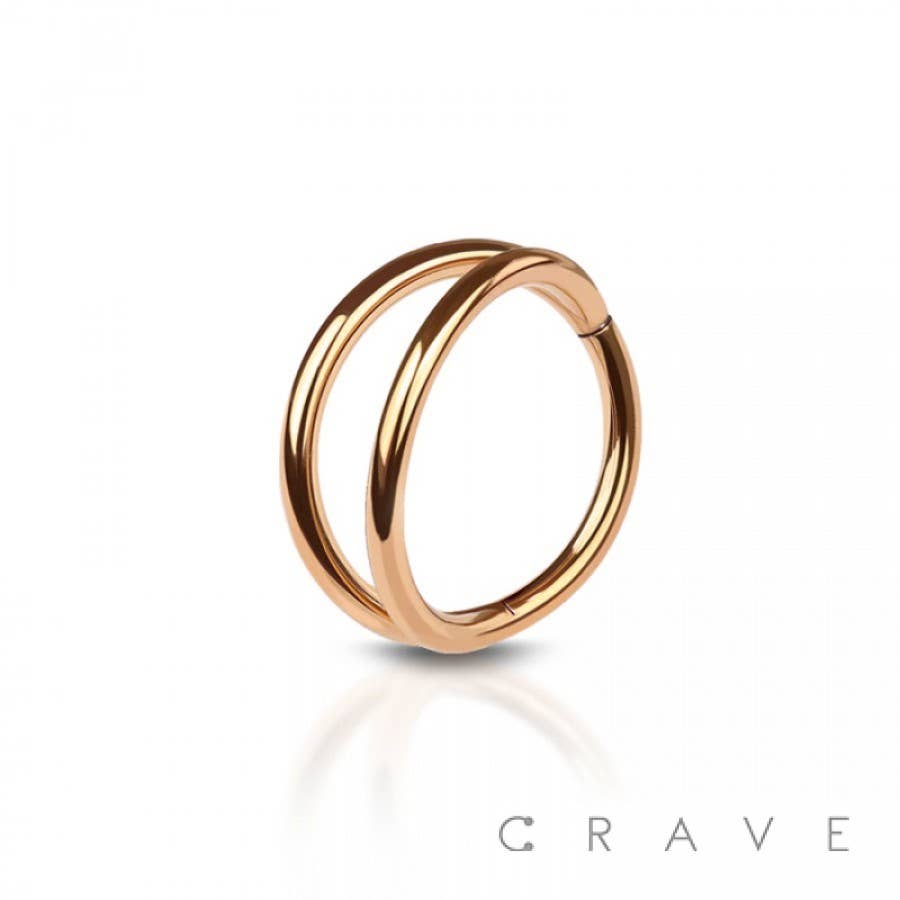 CRAVE BODY JEWELRY - DOUBLE RING 316L SURGICAL STEEL HINGED SEGMENT HOOP RING