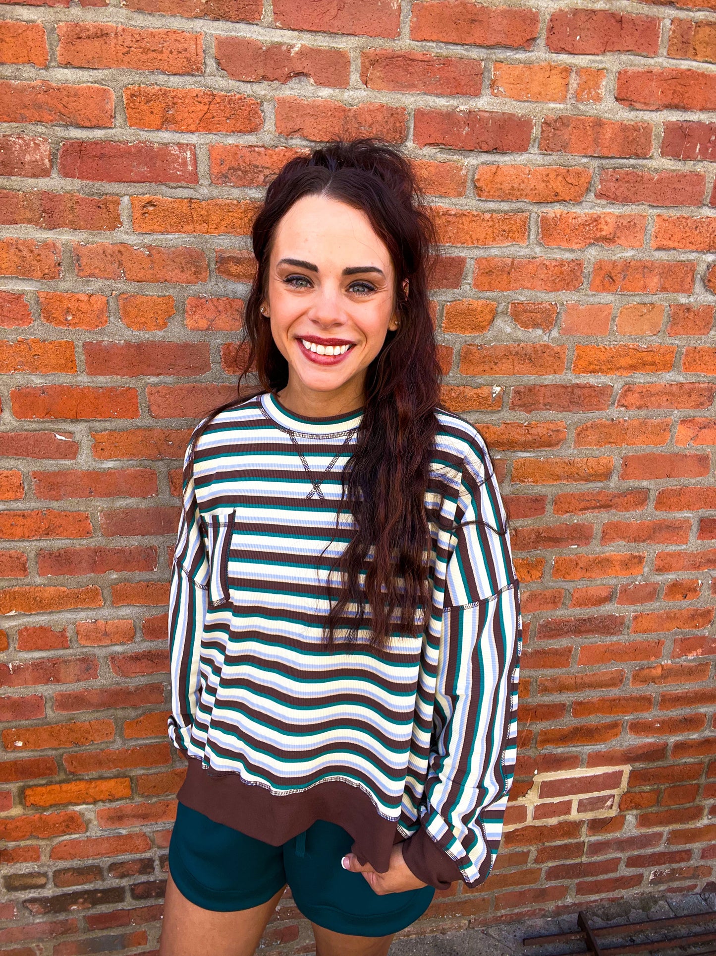 Ready to Run MULTI-STRIPED CONTRAST KNIT TOP