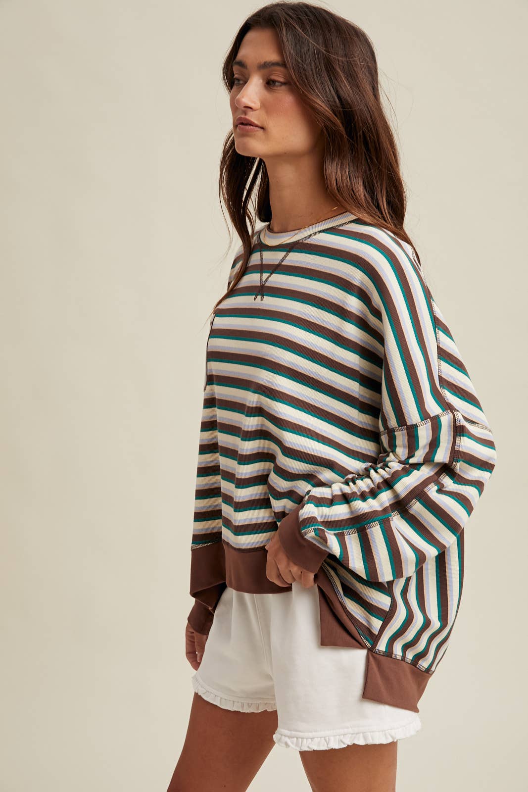 Ready to Run MULTI-STRIPED CONTRAST KNIT TOP