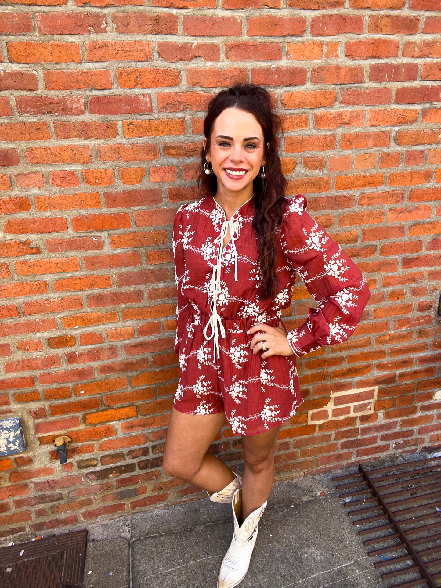 Round two Floral Embroidered Romper