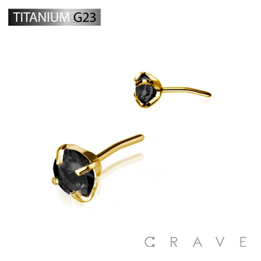 CRAVE BODY JEWELRY - HEAD ONLY! Must already have push flat back GOLD TITANIUM THREADLESS PUSH IN CZ PRONG SET TOP PART