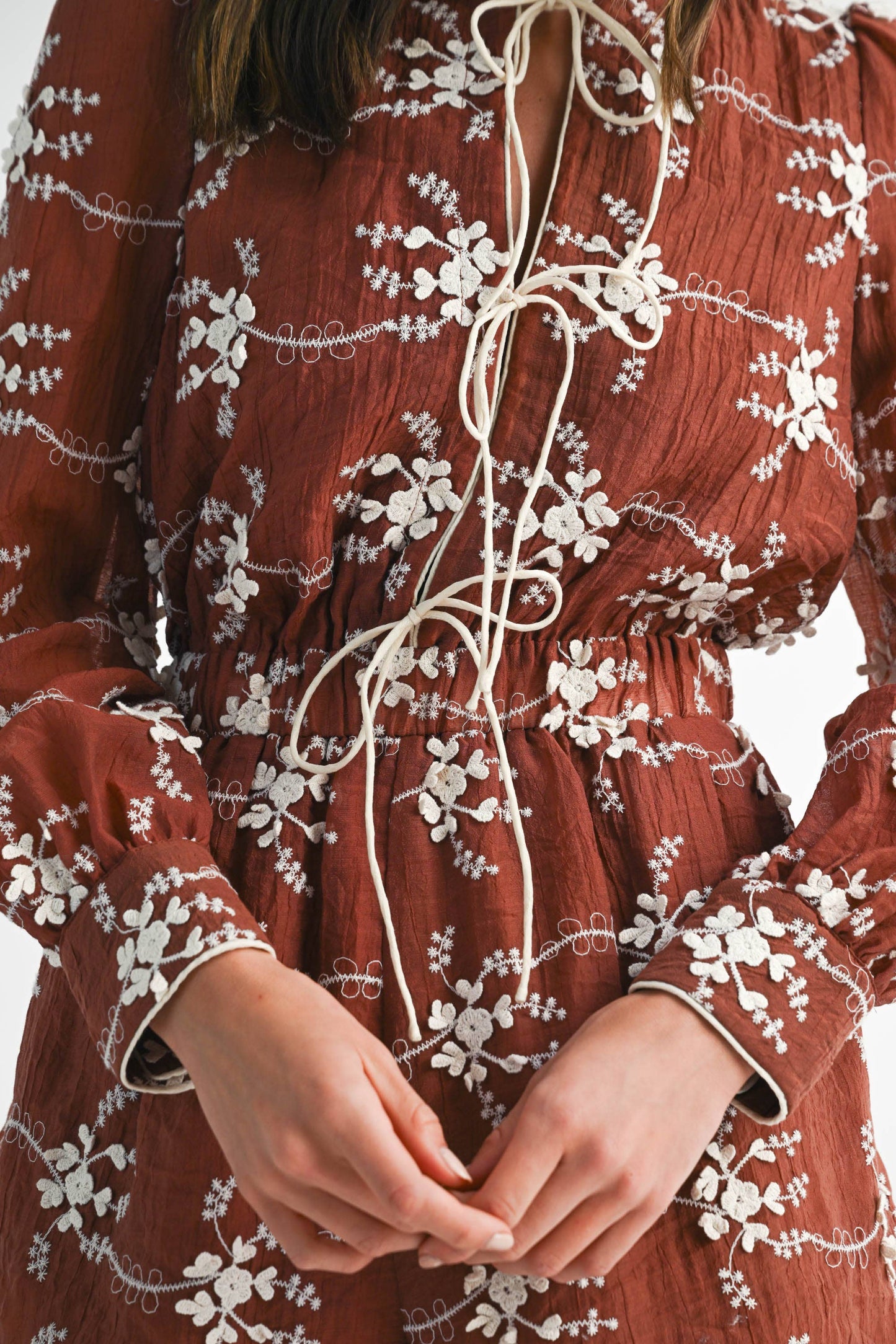 Round two Floral Embroidered Romper