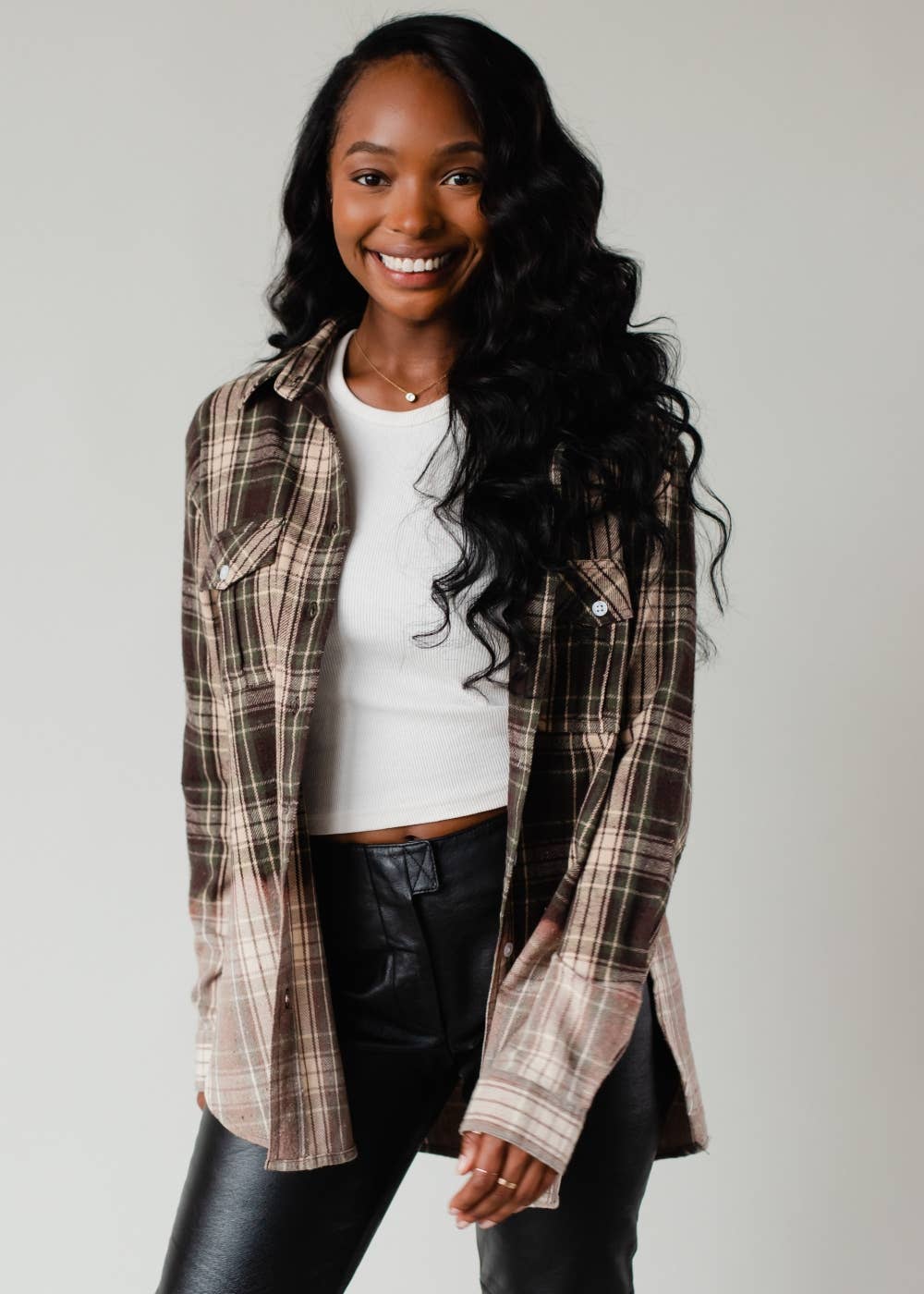 S’more Green, Tan & Black Plaid Flannel