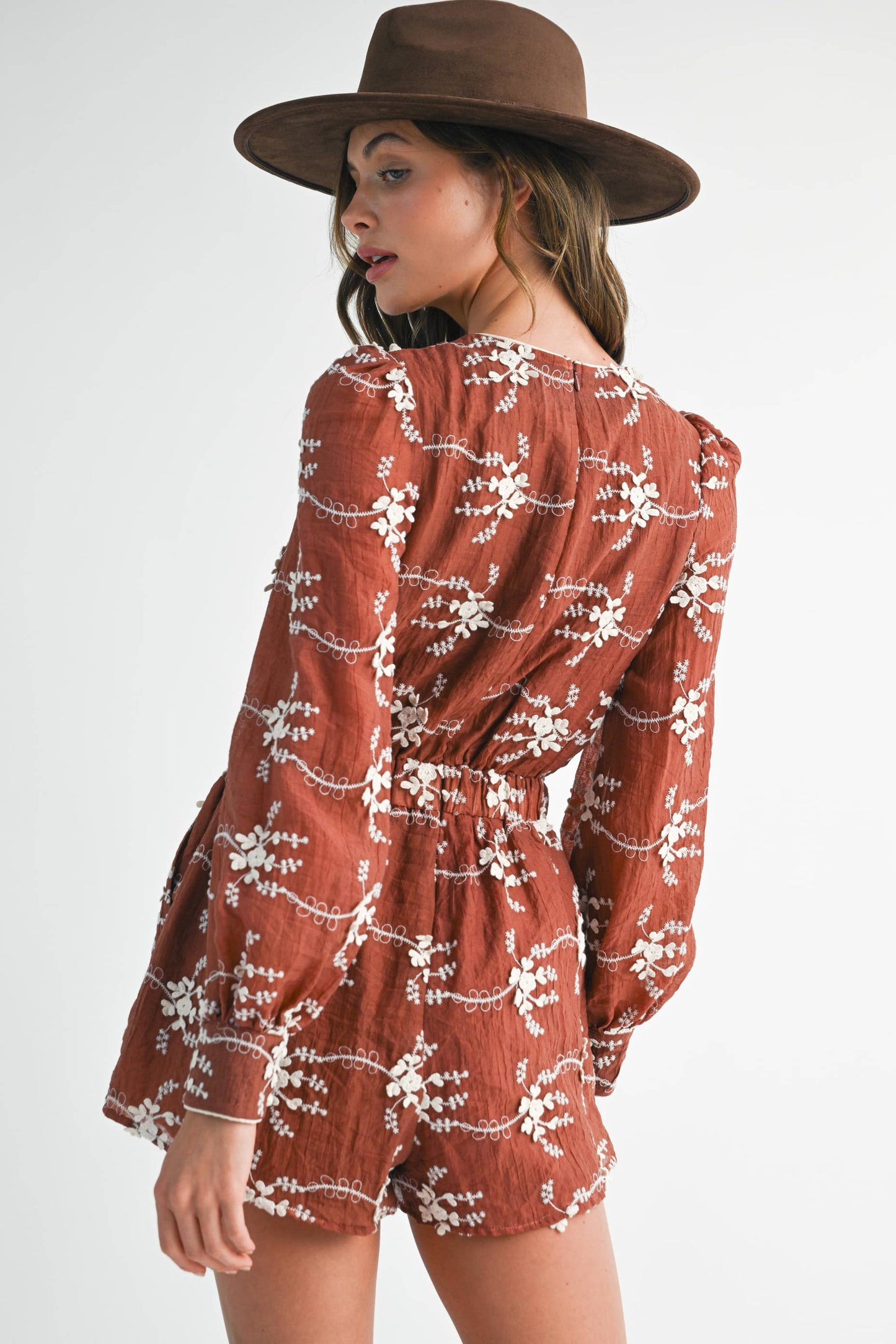 Round two Floral Embroidered Romper