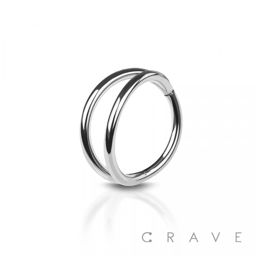 CRAVE BODY JEWELRY - DOUBLE RING 316L SURGICAL STEEL HINGED SEGMENT HOOP RING