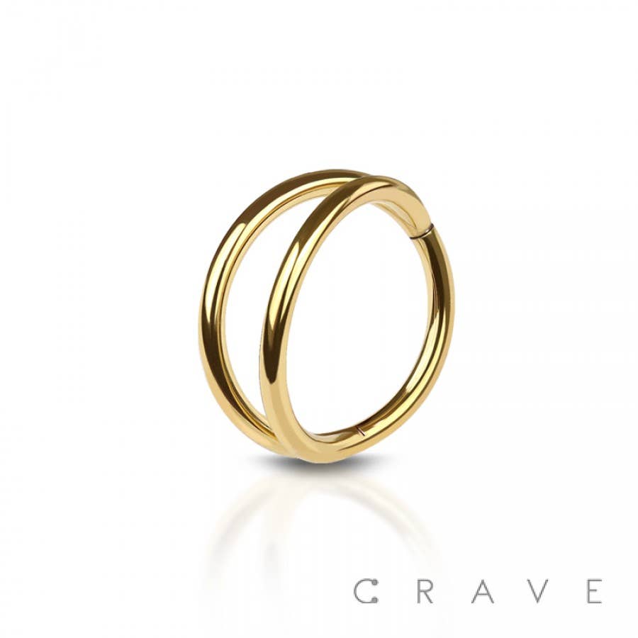 CRAVE BODY JEWELRY - DOUBLE RING 316L SURGICAL STEEL HINGED SEGMENT HOOP RING