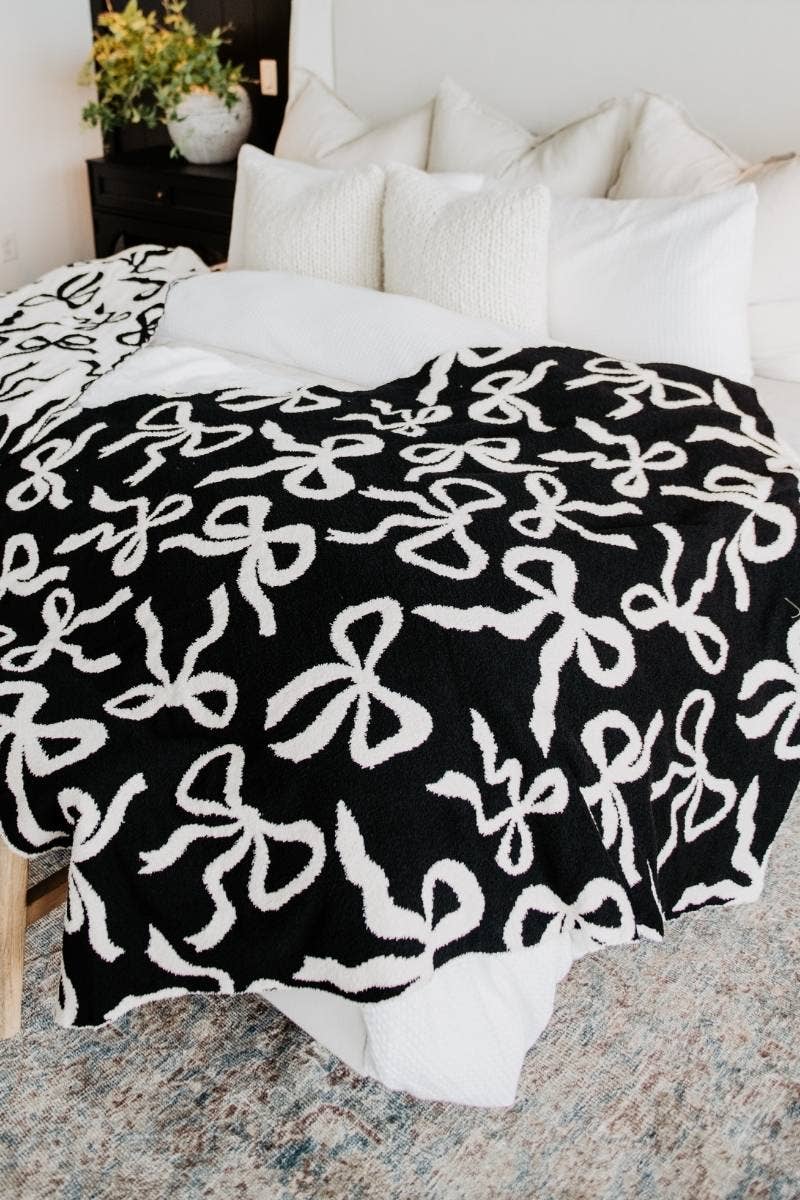 Black & White Bows Double Sided Wholesale Blanket