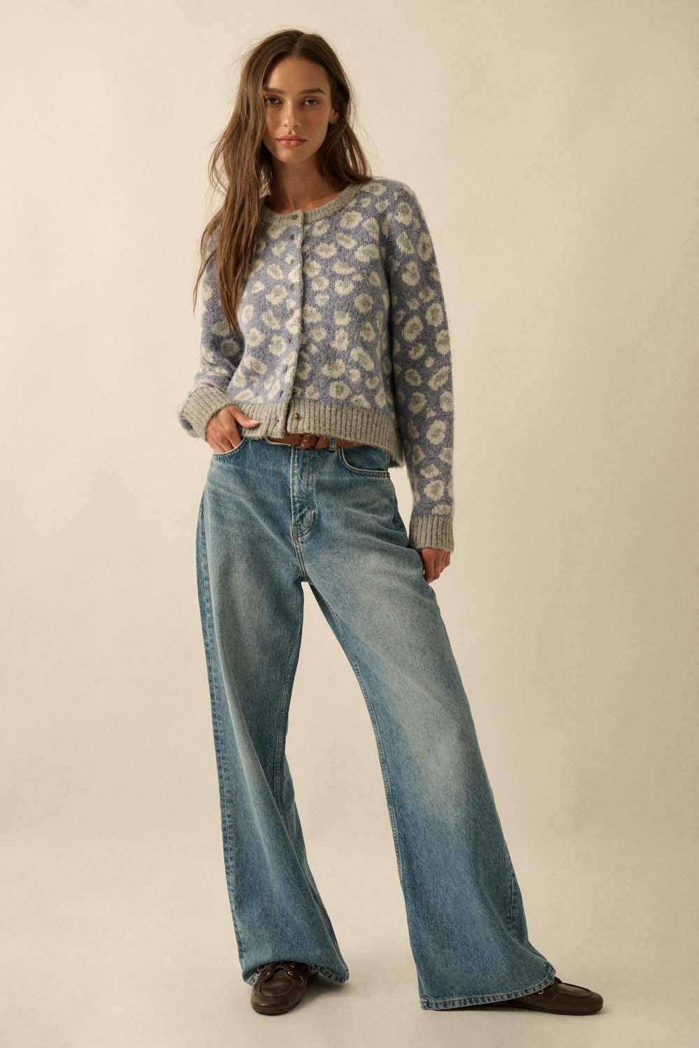 Spot me Leopard-Print Button-Front Cardigan