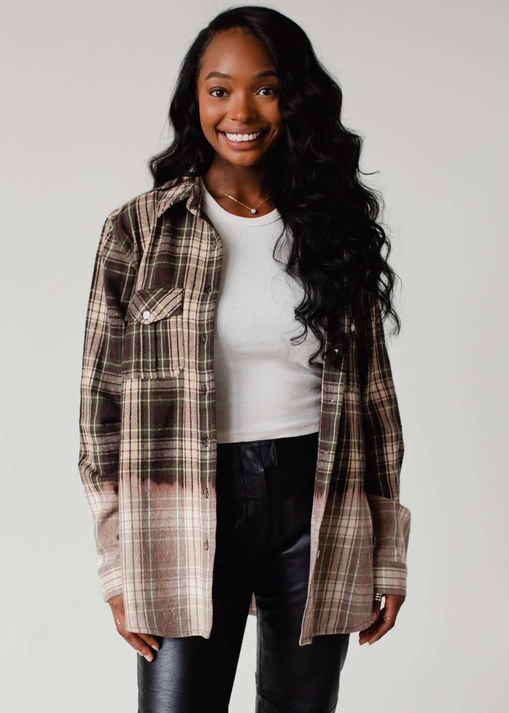 S’more Green, Tan & Black Plaid Flannel