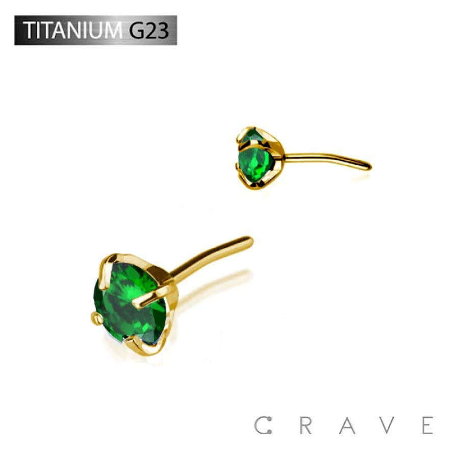 CRAVE BODY JEWELRY - HEAD ONLY! Must already have push flat back GOLD TITANIUM THREADLESS PUSH IN CZ PRONG SET TOP PART