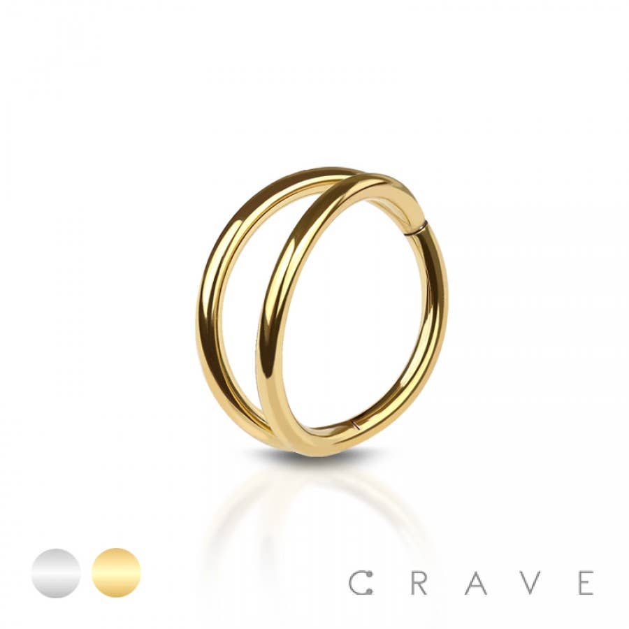 CRAVE BODY JEWELRY - DOUBLE RING 316L SURGICAL STEEL HINGED SEGMENT HOOP RING