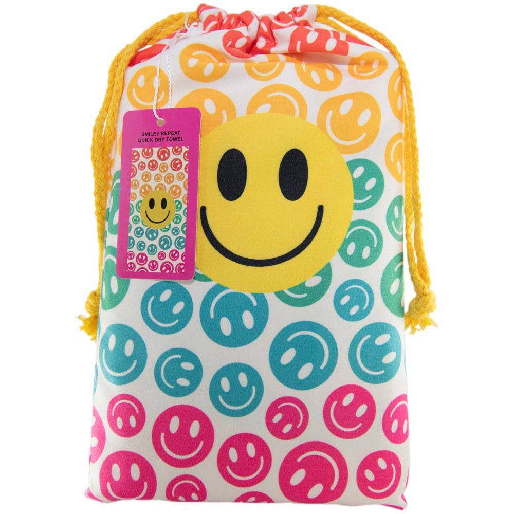 Happy Face Repeat Pattern Beach Quick Dry Towel