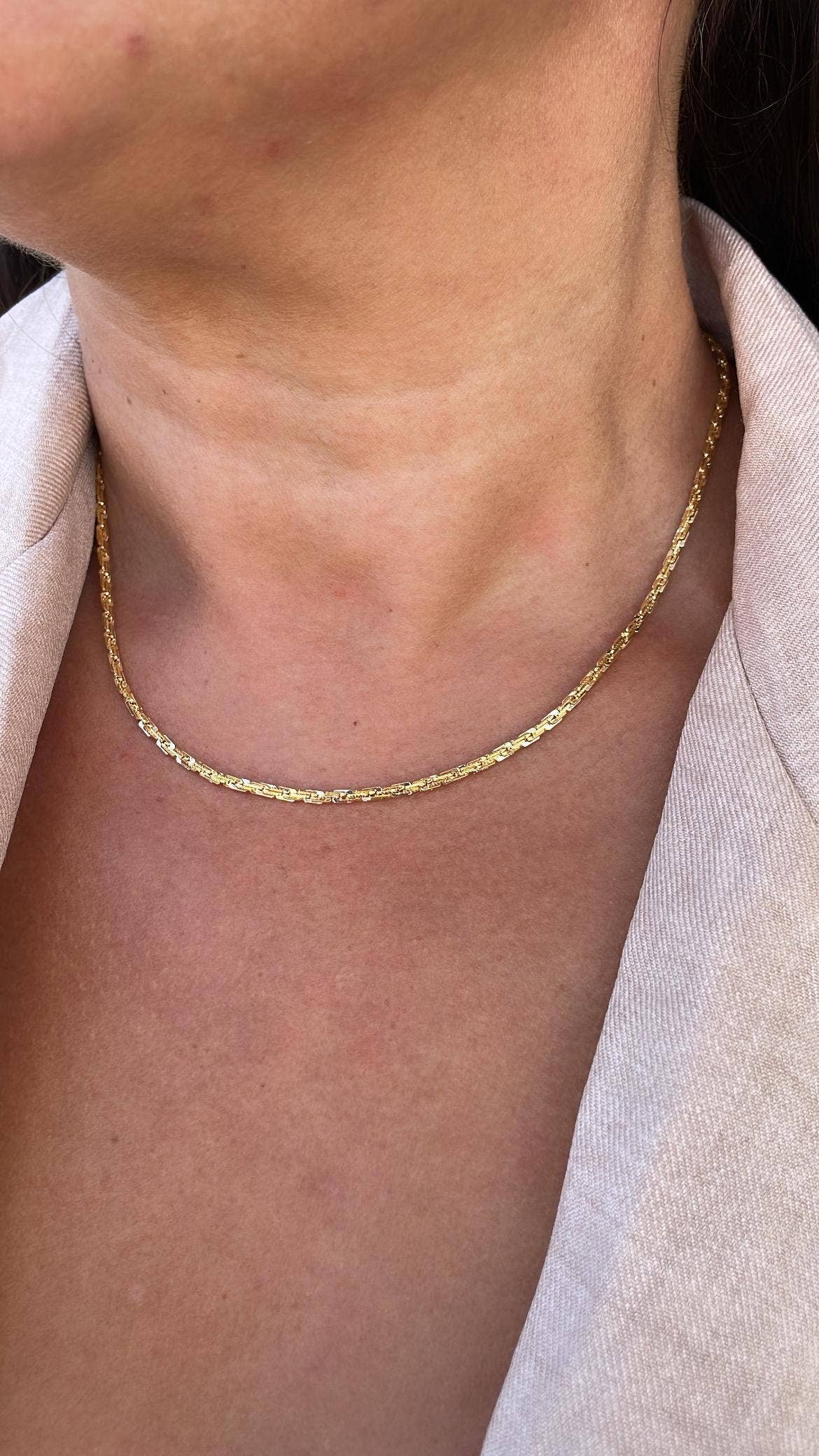 Milie Jewels - 18k Gold Filled Chunky Wheat Link Specialty Chain Necklace