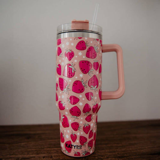 Strawberries Printed Coffee Tumbler