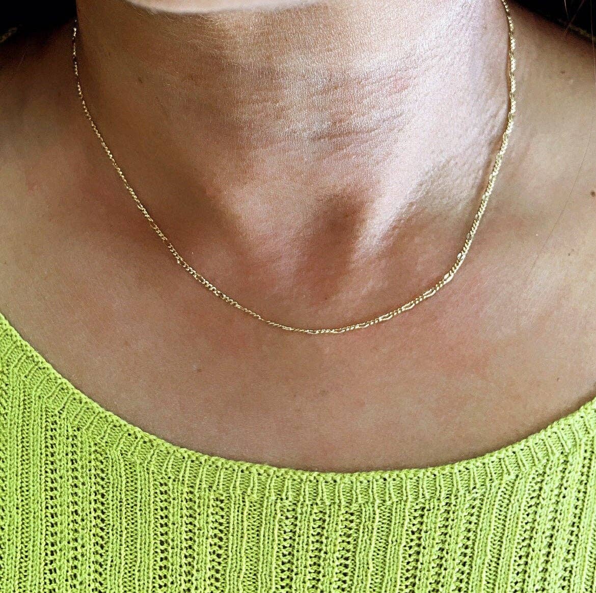 Milie Jewels - 18k Gold Filled 2mm Fancy 3x1 Figaro Chain For Wholesale