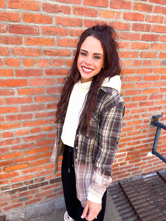 S’more Green, Tan & Black Plaid Flannel