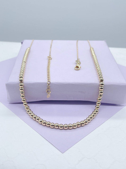 Milie Jewels - 18k Gold Filled 4mm Beaded Ball Chain Necklace