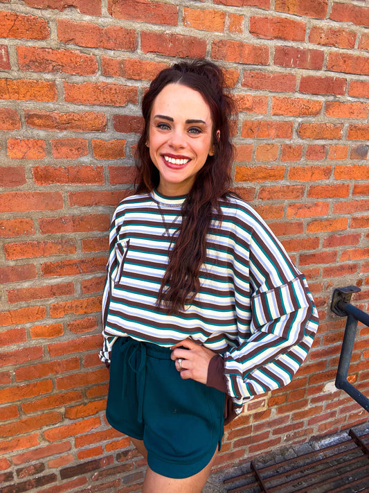 Ready to Run MULTI-STRIPED CONTRAST KNIT TOP