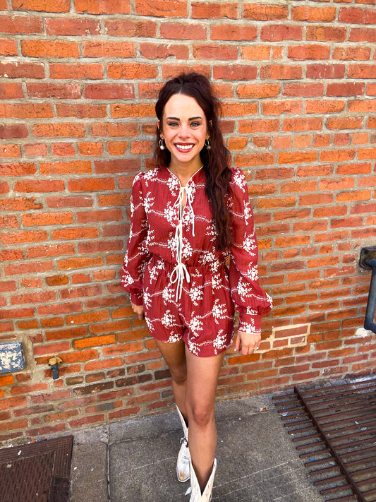 Round two Floral Embroidered Romper