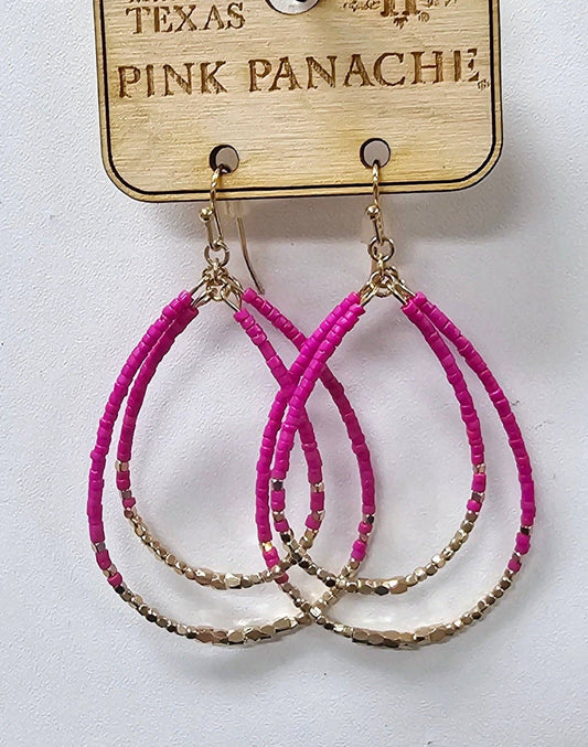Pink teardrop earring 1CNC X321