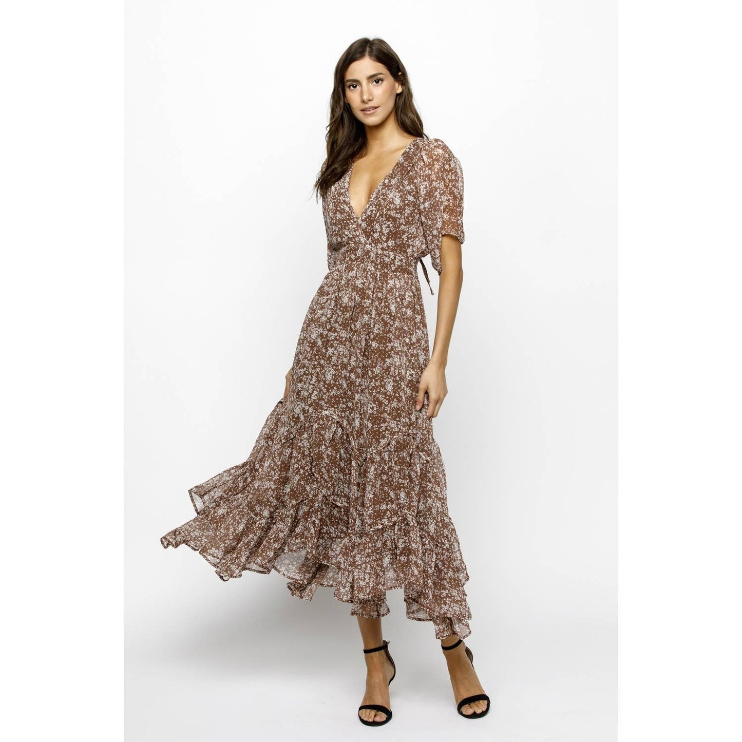 HD2155-2- DITSY ASYMMETRIC FLORAL MAXI DRESS