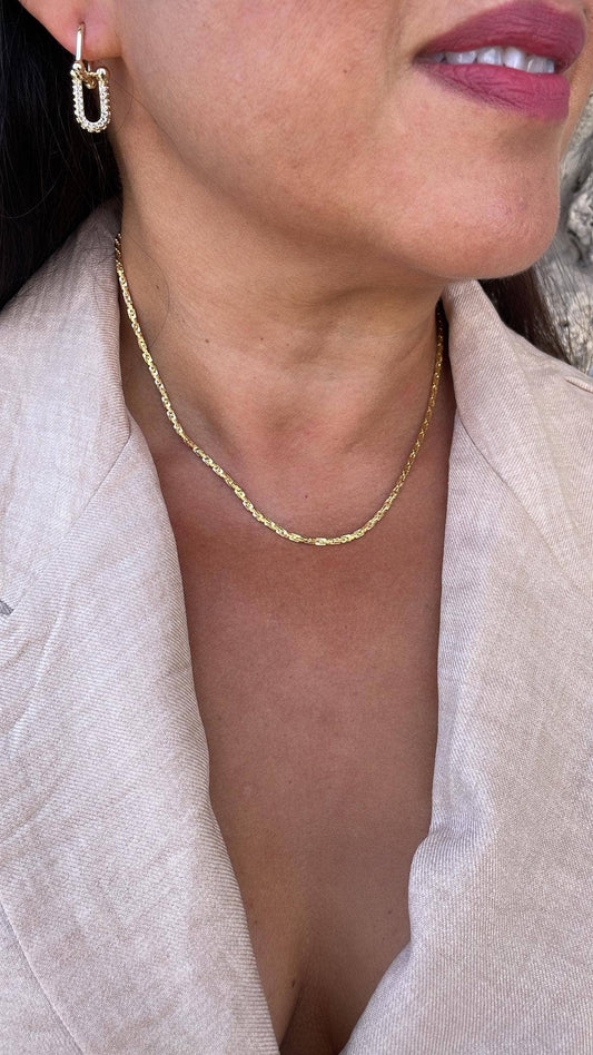 Milie Jewels - 18k Gold Filled Chunky Wheat Link Specialty Chain Necklace