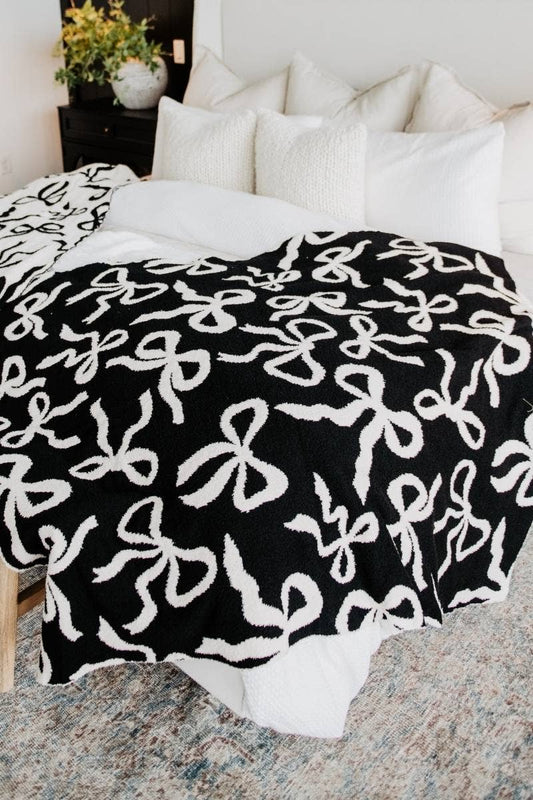 Black & White Bows Double Sided Wholesale Blanket