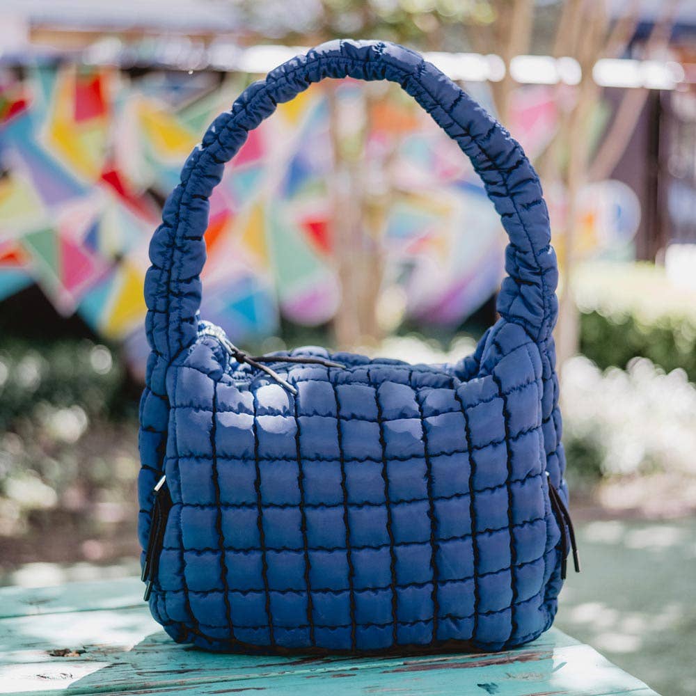 Navy Oversized Quilted Hobo Tote Bag for Women